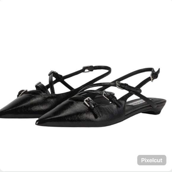 Steve Madden Peony Black Pointed Toe Strappy Slingback Flats Size 8 - Brand New! - Picture 12 of 13